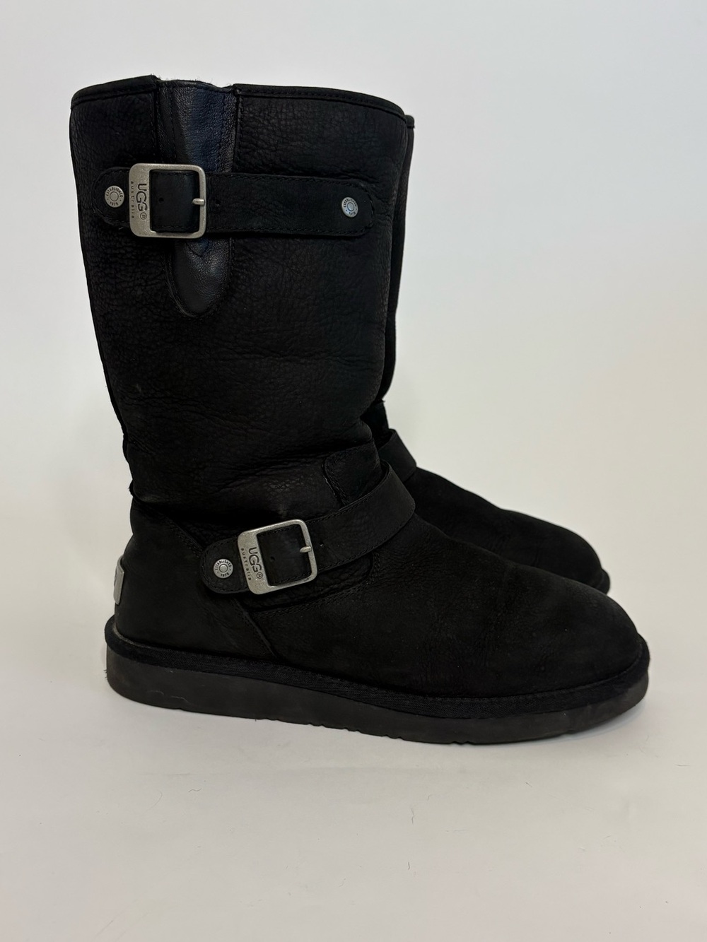 UGG-Sutter Moto Buckle Shearling Boot Women's Size 9 Black 1005374 - Picture 5 of 12